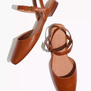 Madewell The Jeanne Slingback Flat in Lizard Embossed Leather